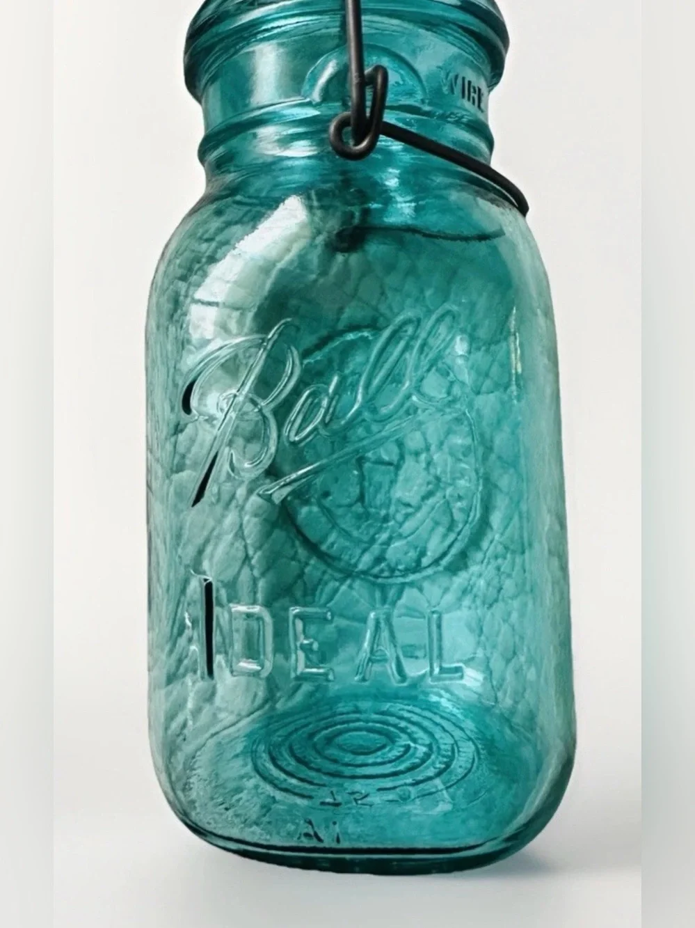 Vintage Ball Ideal Blue Mason Bicentennial Quart Jar 1776-1976 Eagle Wire Ball